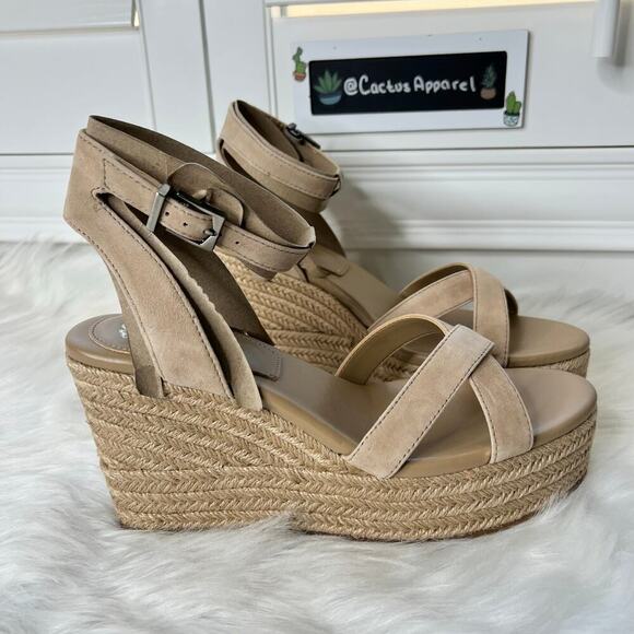 New Women’s Vince Camuto Fettana Leather Wedge Sandals Size 9 - Picture 3 of 7